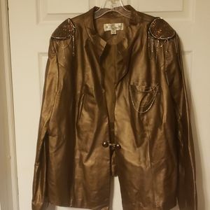 💎🧡Copper Genuine Leather Embellished Jacket